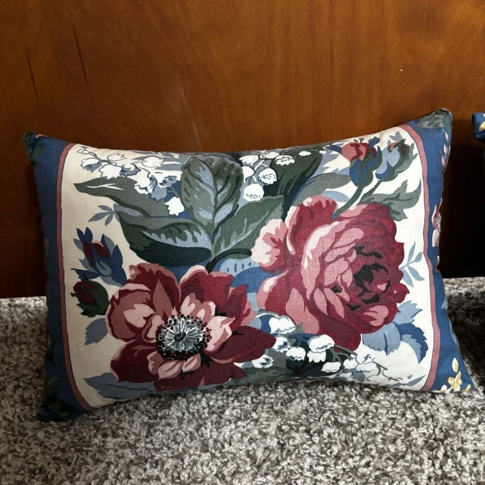 Vintage Waverly Floral Print Flower Throw Pillows 13